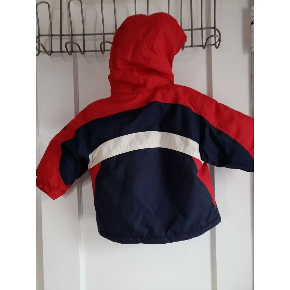 Osh Kosh‎ B'gosh Boys Red & Blue Hooded Winter Warm Coat Size 18M